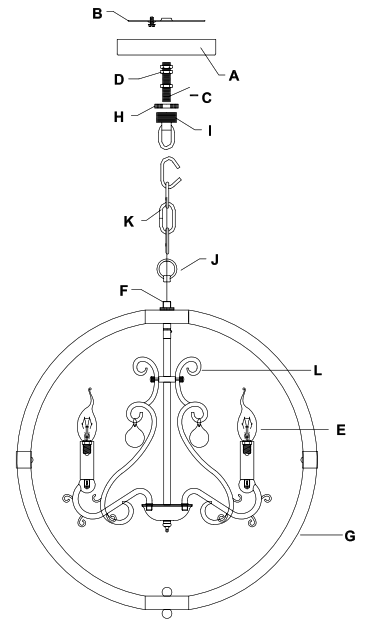 Parrot Uncle BB8816-4 4-Light Chandelier - 1