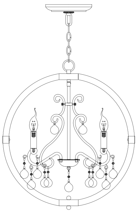 Parrot Uncle BB8816-4 4-Light Chandelier