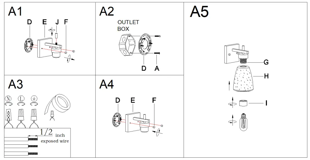 ZEVNI L3MUUBBZW4550SN7 Adkins 5-in W 1-Light Brass-Black Transitional Wall Sconce - Fig 2