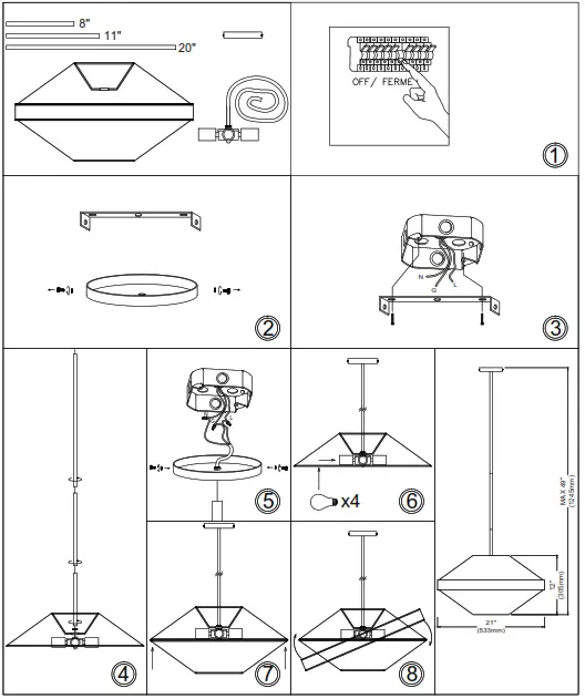 Dainolite PIA-214P LED Pendant Light