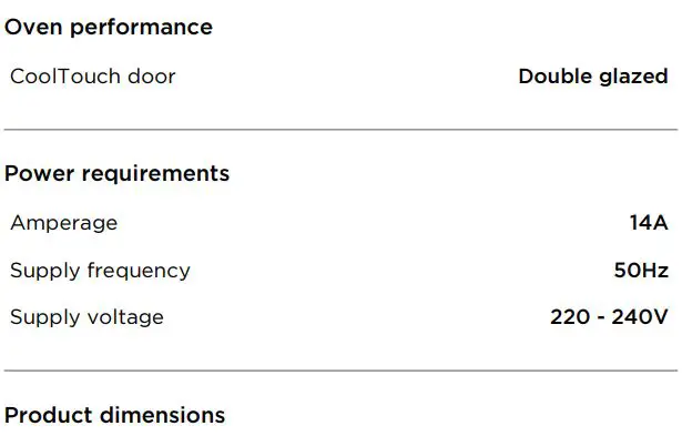FISHER PAYKEL OR90SCG1X1 Freestanding Cooker Dual Fuel 90cm 5 Burners User Guide - SPECIFICATIONS
