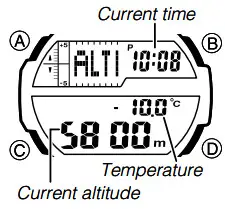 CASIO Watch 5450 - altimeter reading