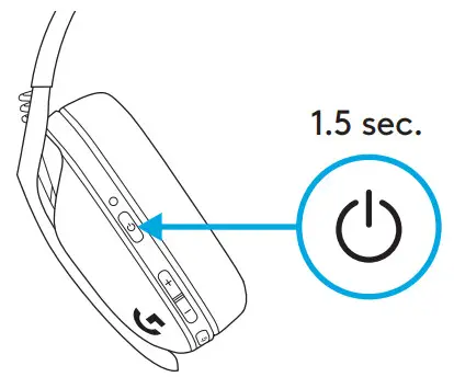 logitech G435 Wireless Gaming Headset - Power button
