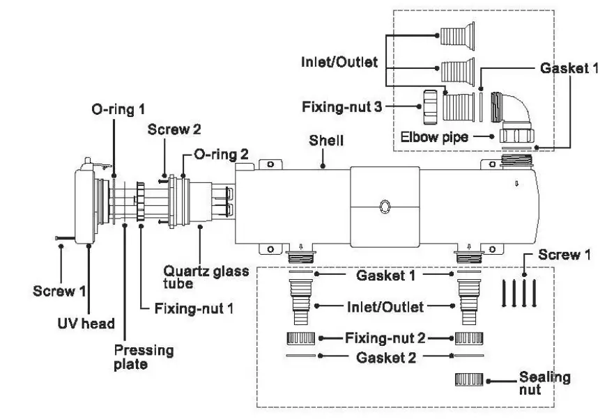 AquaOne CUV 218 Pond Clarifier Water Clarifier Light Filter - Part Lis 1
