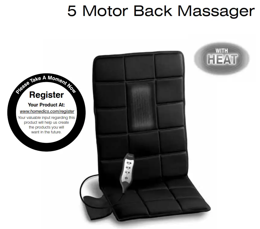 Homedics VC-150 5 Motor Back Massager Instruction