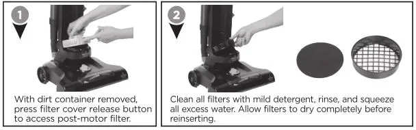 Bissell 1700 and 1701 Series Powerforce Vacuum - Maintenance-Cleaning the Post-Motor Filter