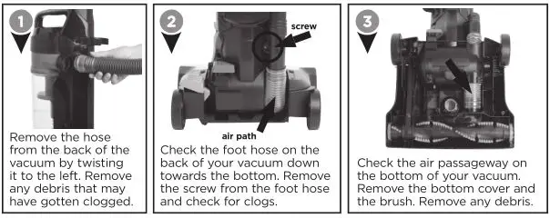 Bissell 1700 and 1701 Series Powerforce Vacuum - Maintenance-Clearing a Clog