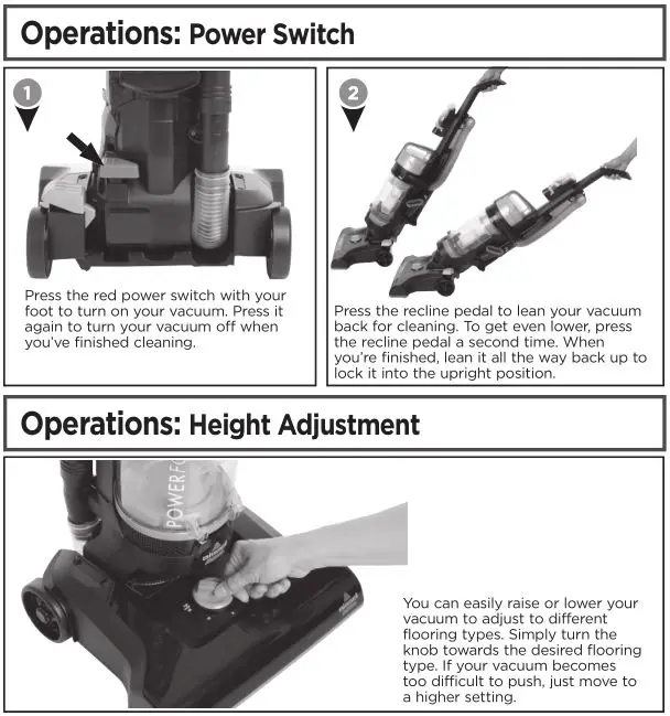 Bissell 1700 and 1701 Series Powerforce Vacuum - Operations