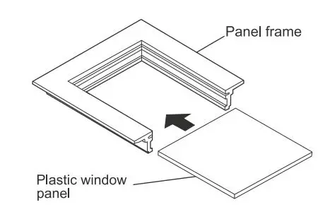 GLOBAL Window Air Conditioner 293082 User Manual - Slide the plastic window panel into the panel frame