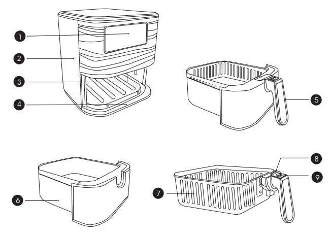 Innsky 55SA1US Air Fryer - Product Diagram