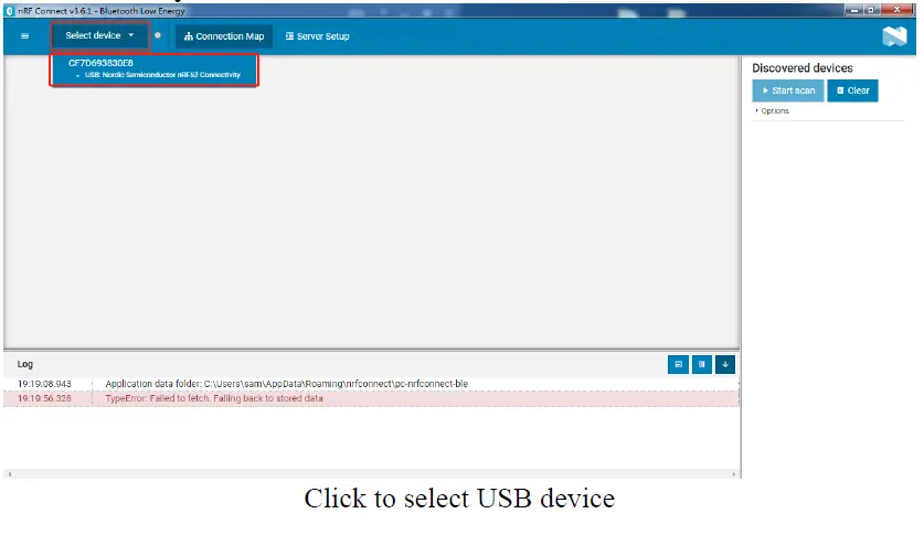 Click to select USB device