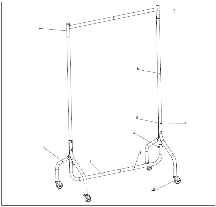 OYPLA HOME 3137 6ft Garment Clothes Rail- Parts List 2