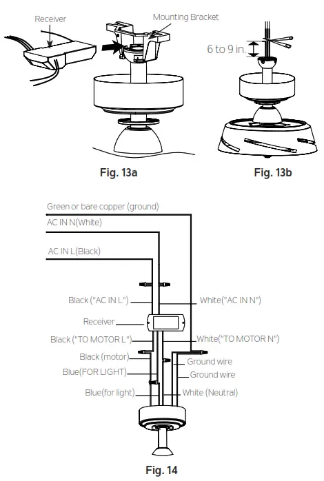 KICHLER 300322 52 Inch Compass LED Ceiling Fan - ELECTRICAL CONNECTIONS