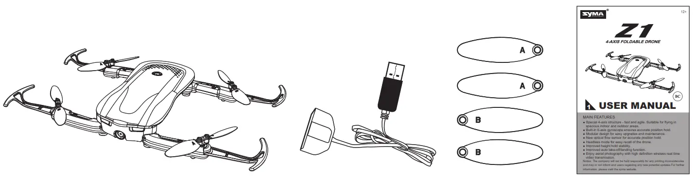 SYMA 4-AXIS Foldable Drone - Contents