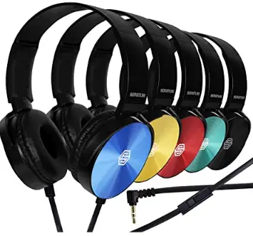 Classroom-Headphones-Bulk-5-Pack-Student-On-Ear-Color-Varieties-image