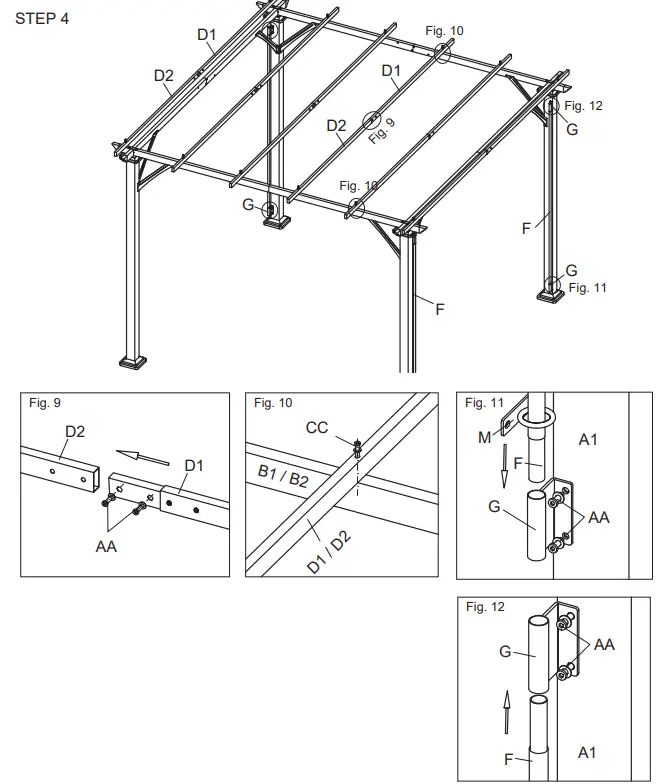 EAGLE PEAK 10 ft. x 10 ft. Steel Outdoor Pergola 4
