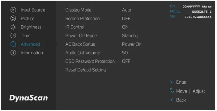 DynaScan DS552LT5-1 55 Inch Clean Black Digital Signage-20