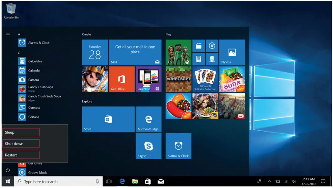 Sleep, Shut Down And Restart