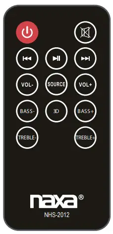 naxa 32TV Sound Bar Remote Control