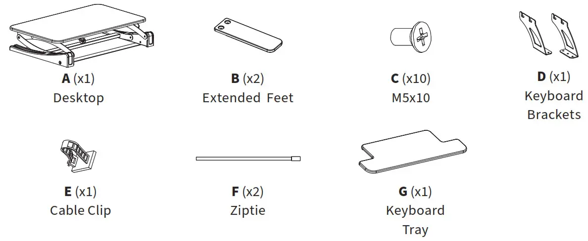 VIVIO Black Desk Riser - PACKAGE CONTENTS