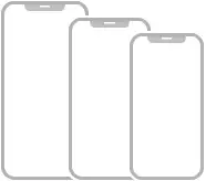 An illustration of three iPhone models with Face ID.