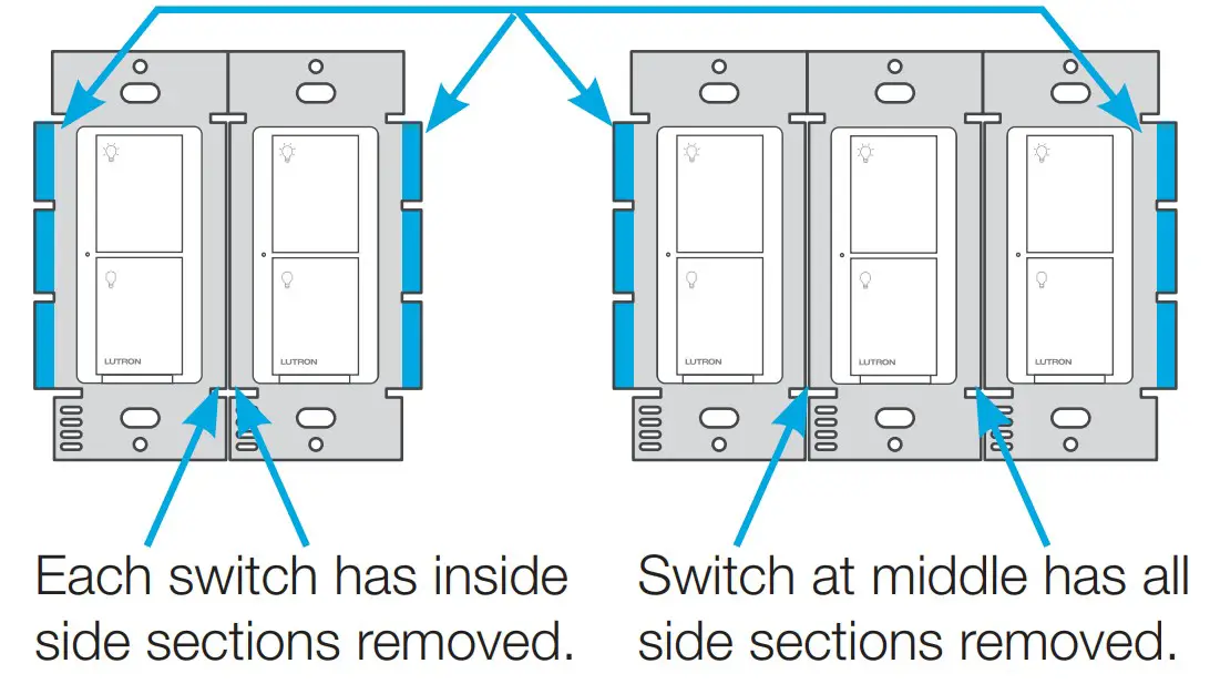 Caseta 0301799 In-Wall switch - Switch at middle has all