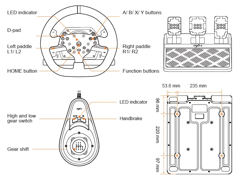 PXN V10 Steering Wheel fig 1
