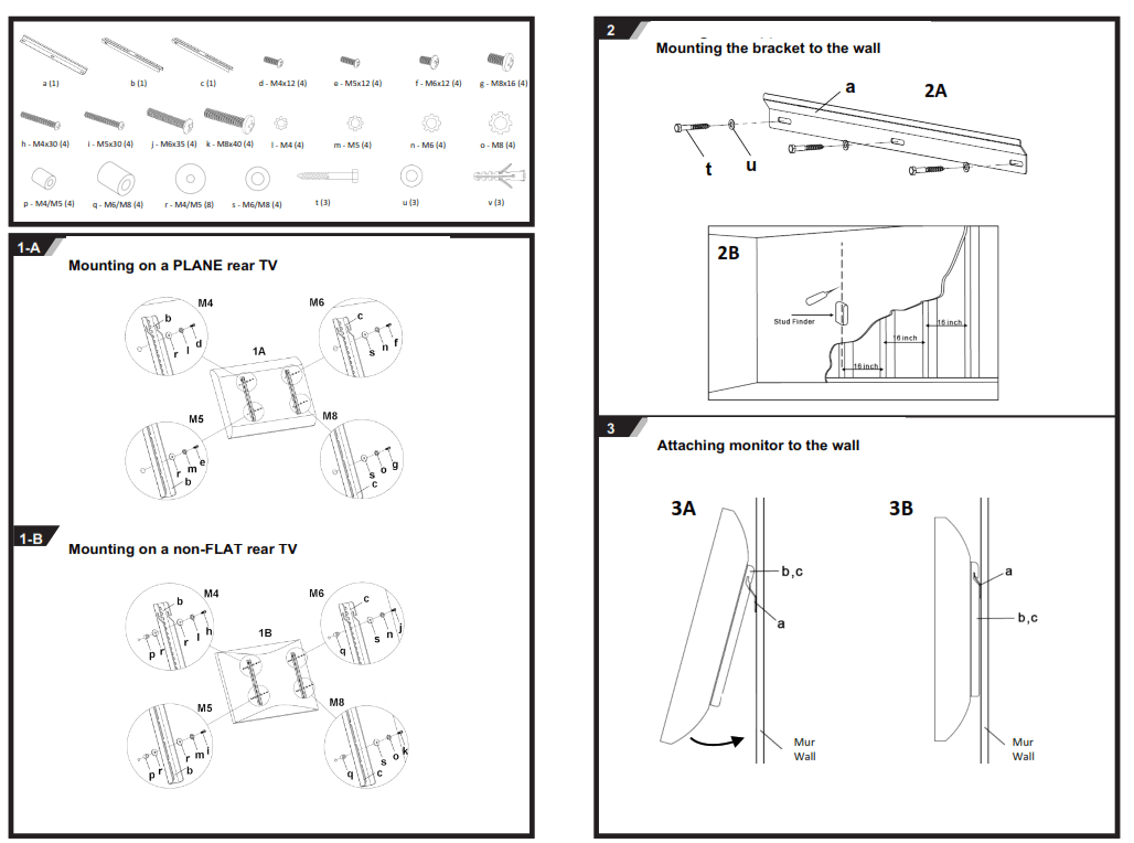 Kimex 012 1140 19 37 Inch Fixed Wall Mount for TV Screen - fig 1