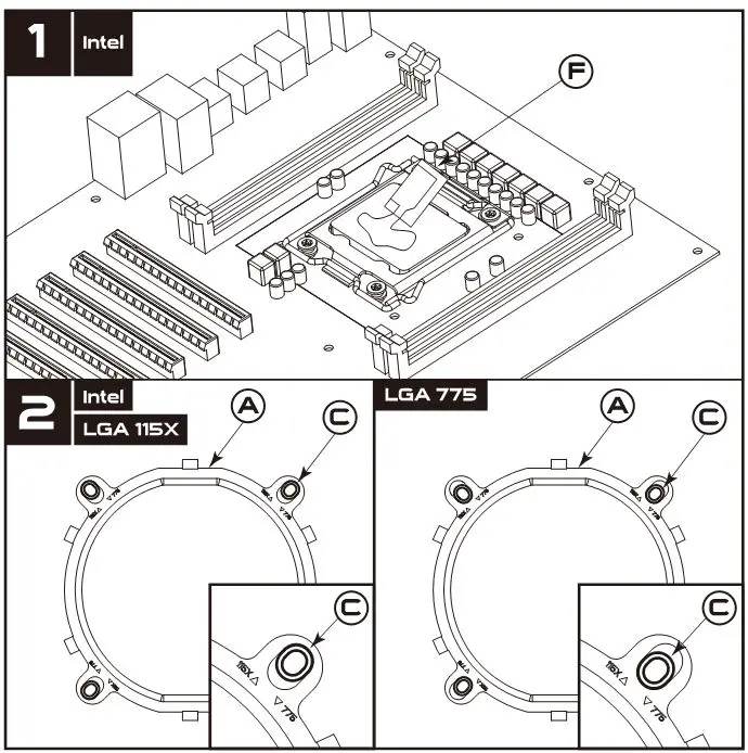 MARS GAMING MCPUARGB - Installation for Intel 1 & 2