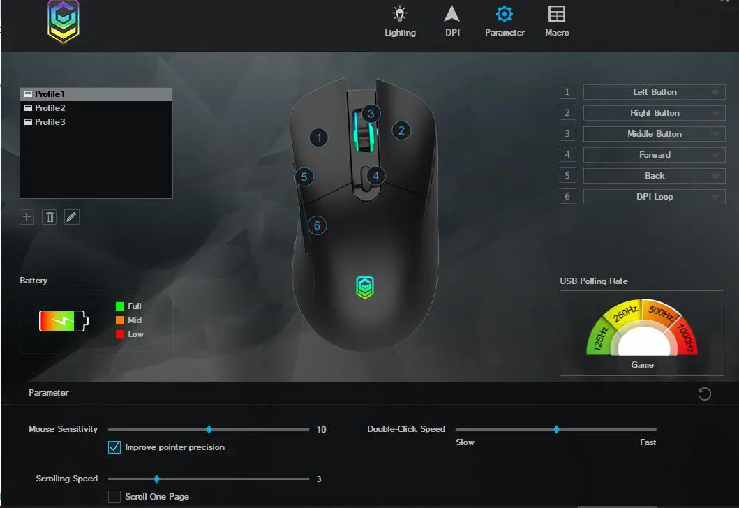 anko 43040414 2.4Ghz Wireless Rechargeable Gaming Mouse - Parameter Setting