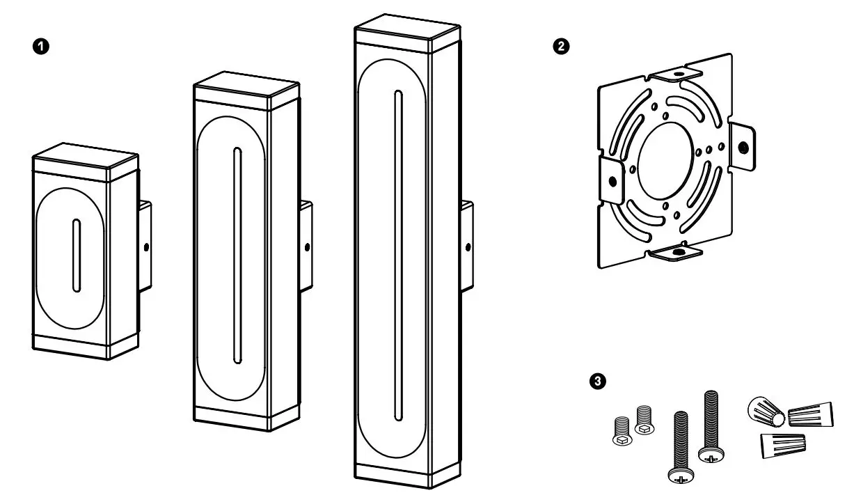 dals LWJ08-CC LED Vertical Wall Sconce Installation Guide - Items Included in the box