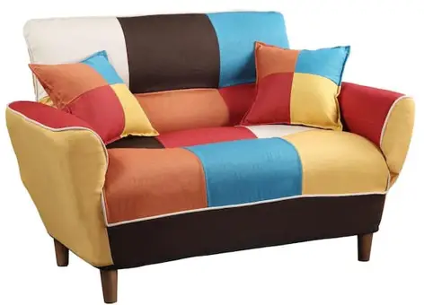 THE HOME DEPOT WF006643ZAA 46.4 in. Multi Colored Linen 2 Seater Twin Sleeper Sofa Bed