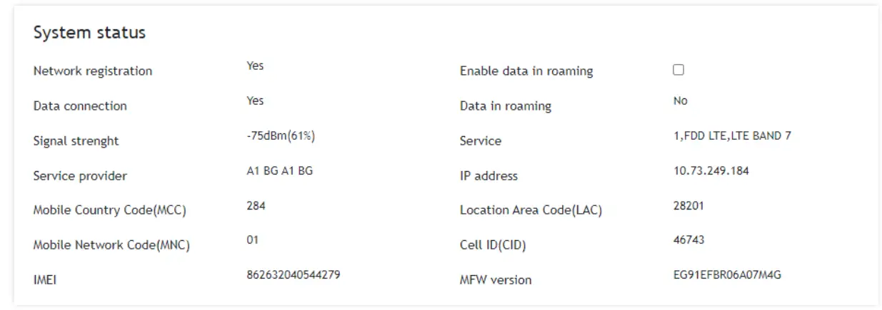 logicbus TCG140-4 GSM-GPRS Remote IO Module - System status