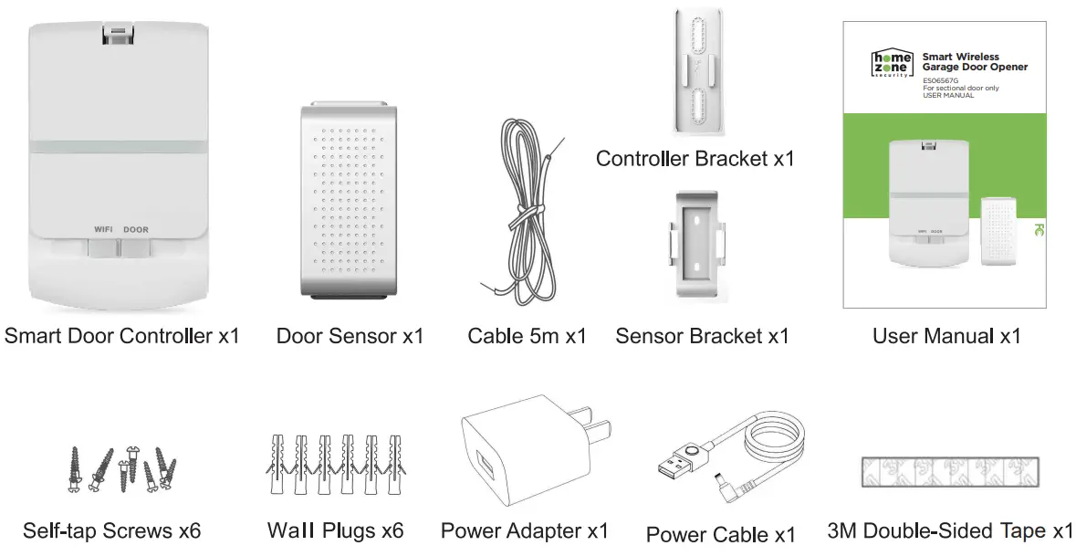 home zone ES06567G Smart Wireless Garage Door Opener ---PAT