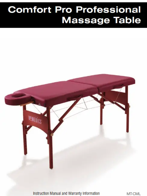 Homedics MT-CML Comfort Pro Professional Massage Table Instruction - Massage Table