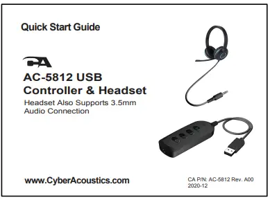 Cyber Acoustics AC 5812 USB Controller &amp Headset - fig