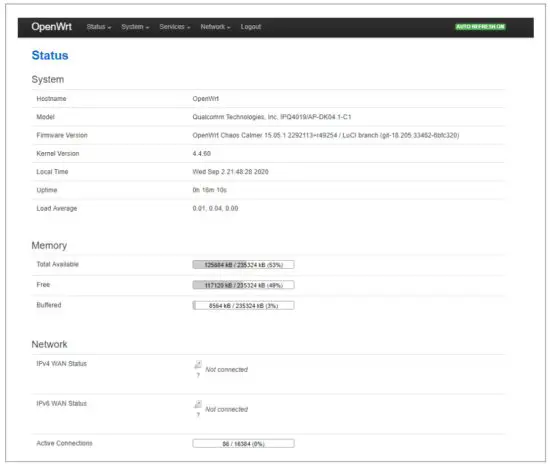 PCTEL AP WiFi 1200 Access Point - web user