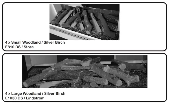 evonicfires E810DS Builtm In Electric Tunnel Fire - LOG LAYOUTS