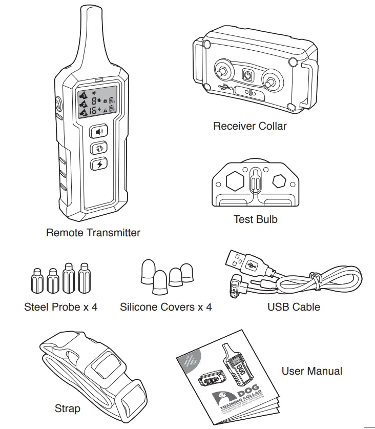 Electronic Fencing P19 Dog Training Anti Barking Collar User Manual - Components