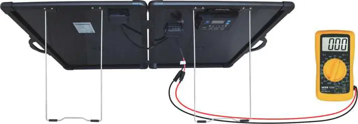 PowerECO PE PTK 100WPX20A 100 Watt 12 Volt Monocrystalline Foldable Solar Suitcase - How to test the solar panel