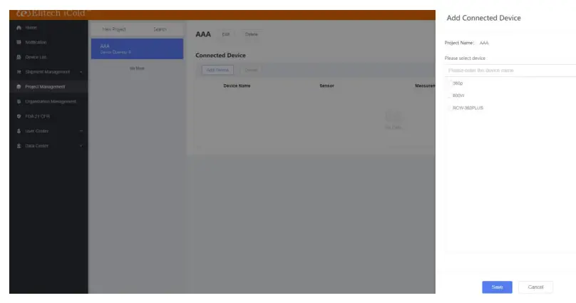 Add device to the project