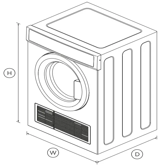 FISHER PAYKEL DE6060M2 Vented Dryer - DIMENSIONS
