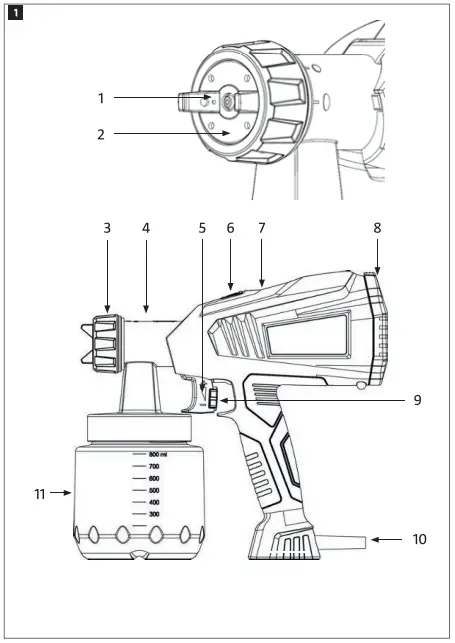 MEEC TOOLS 014167 230V-400W Spray Gun-fig3