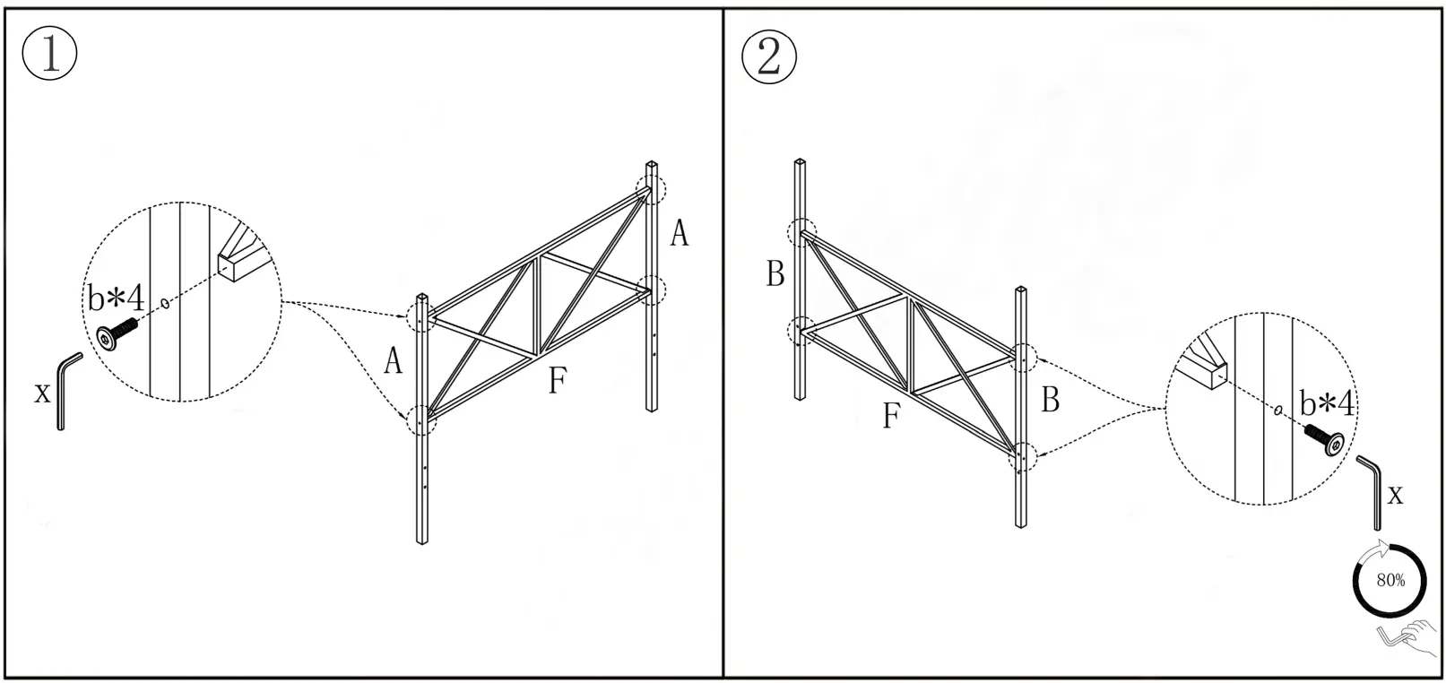 HOMEDEPOT BF 747G Black Non upholstered Metal Frame Queen Heavy Duty Steel Slat Canopy Bed - fig 1