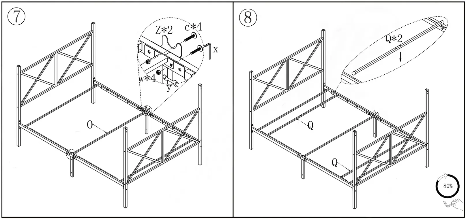 HOMEDEPOT BF 747G Black Non upholstered Metal Frame Queen Heavy Duty Steel Slat Canopy Bed - fig 4