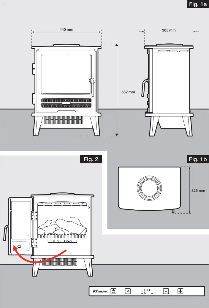 Willowbrook WLL20 Dimplex Opti myst Electric Stove - Fig 1