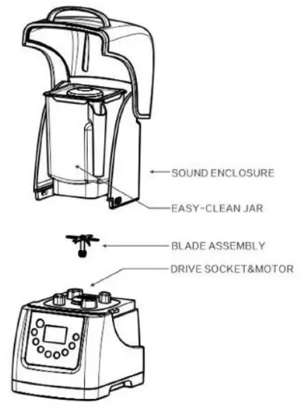 CHEFMASTER HED244 Blender with Sound Enclosure - Product Components