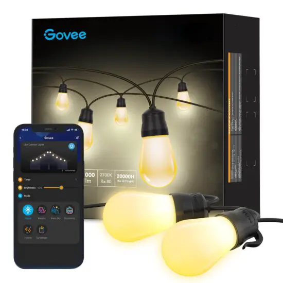 Govee H7020 RGBIC Warm White WiFi and Bluetooth Smart Outdoor String Lights