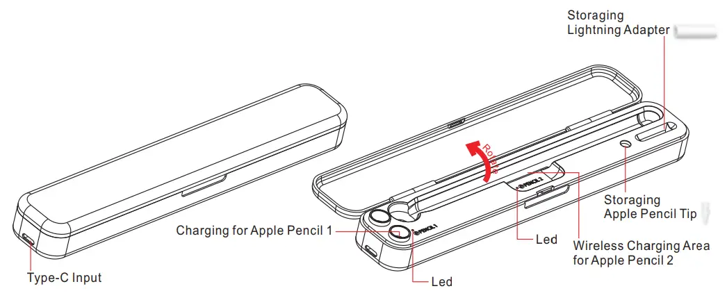 DUNNO 15550710170530 2 in 1 Wireless Charging Pencil Box - fig 1