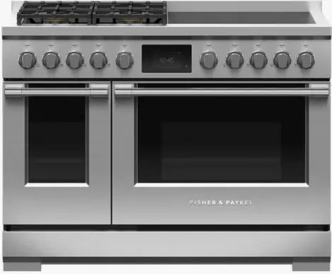 FISHER PAYKEL RHV3-484-L 48 Inch 4 Burners 4 Induction Zones Self Cleaning Dual Fuel Range-FIG1